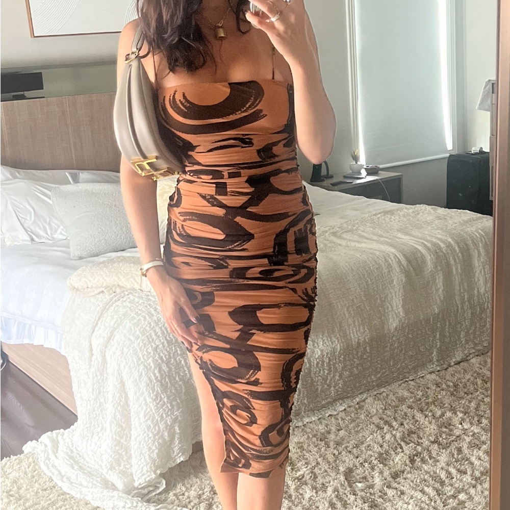 PRIVY midi dress with side leg slit
